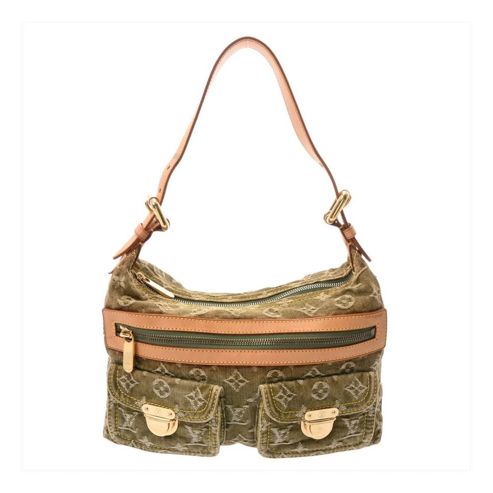 LOUIS VUITTON Monogram Denim Baggy Lichen Khaki Brown Green Shoulder Bag